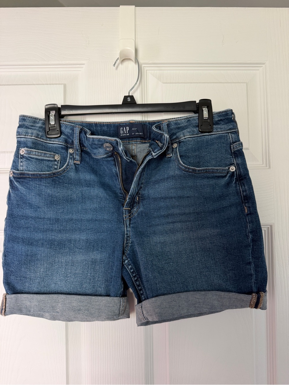 GAP Women's Dark Blue Cuffed Denim Shorts